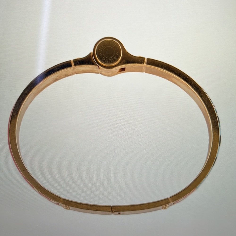 Hermes limited 18k gold plated brass Hinged Bracelet - RARELY Worn! Excellent! - Picture 8 of 8